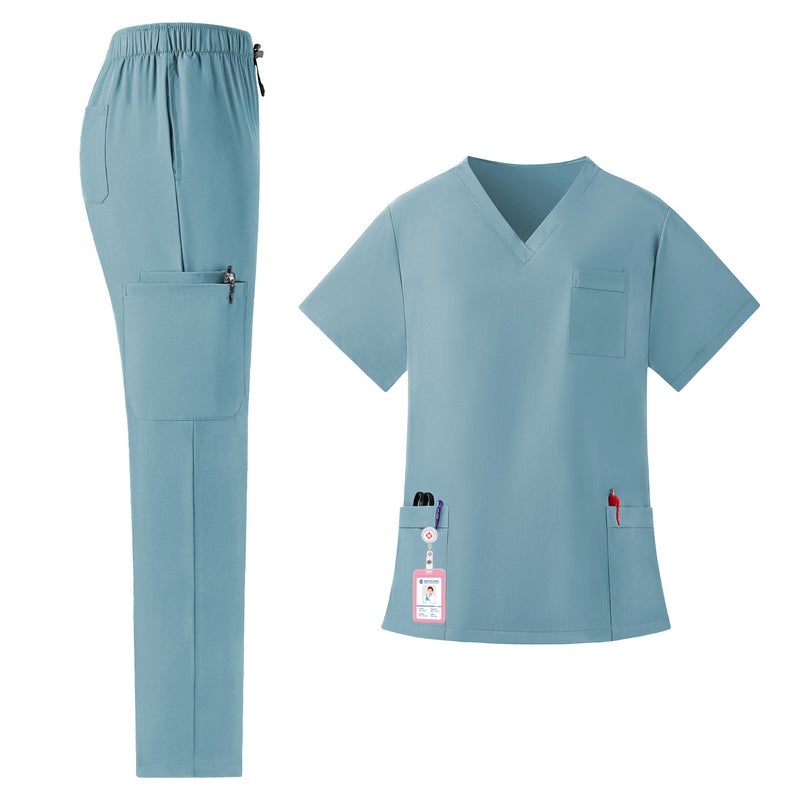 Unisex Medical Nurse Uniform Set – Slim-Fitting Moisture-Wicking Summer Work Clothes - Image 1